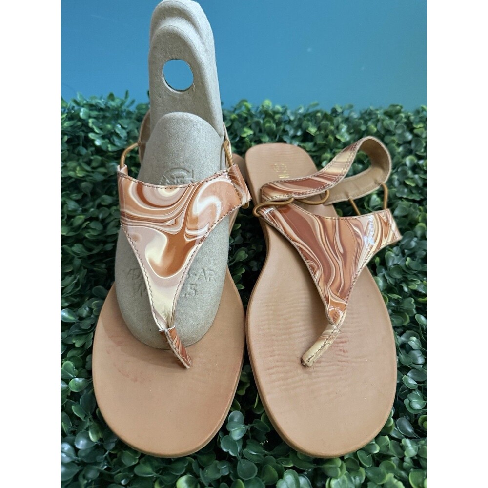 Rouge Helium Women’s Thong Slingback Sandals Brown Marble Print Size 7.5 / EU 37